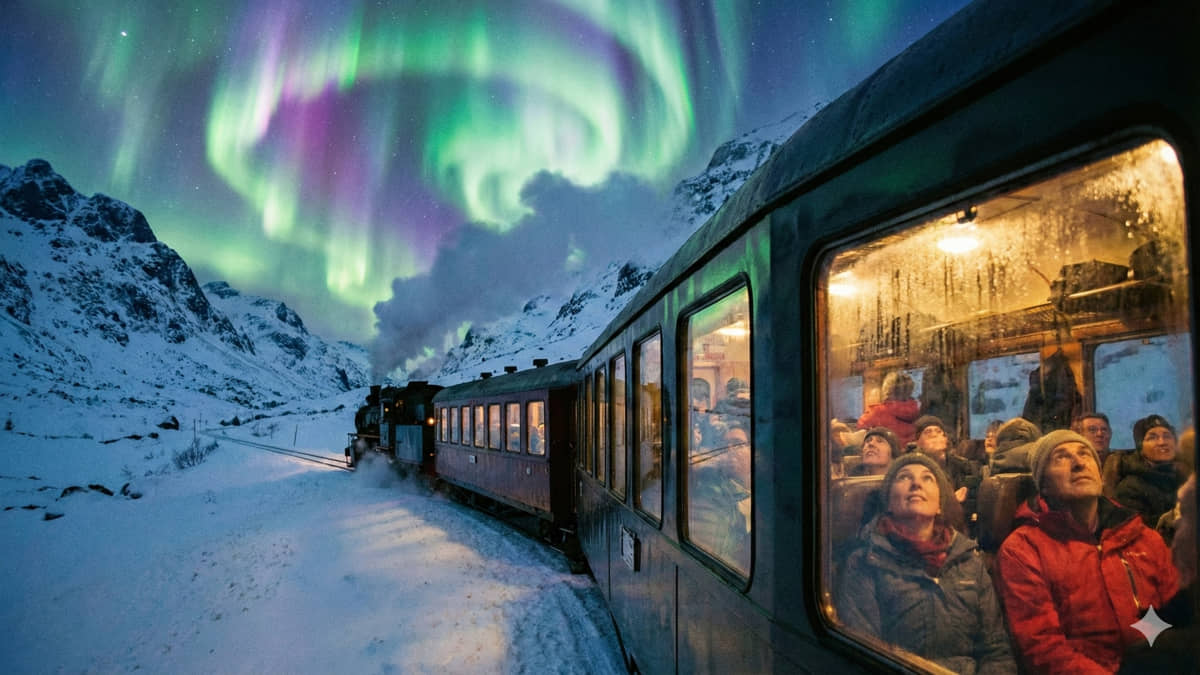 O passeio de trem para apreciar a aurora boreal é um dos mais belos do mundo / Foto ilustrativa