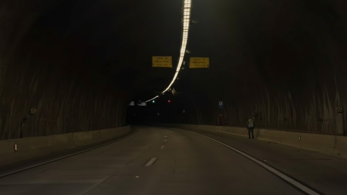 O túnel tem quase 6 km de extensão e causa uma sensação claustrofóbica