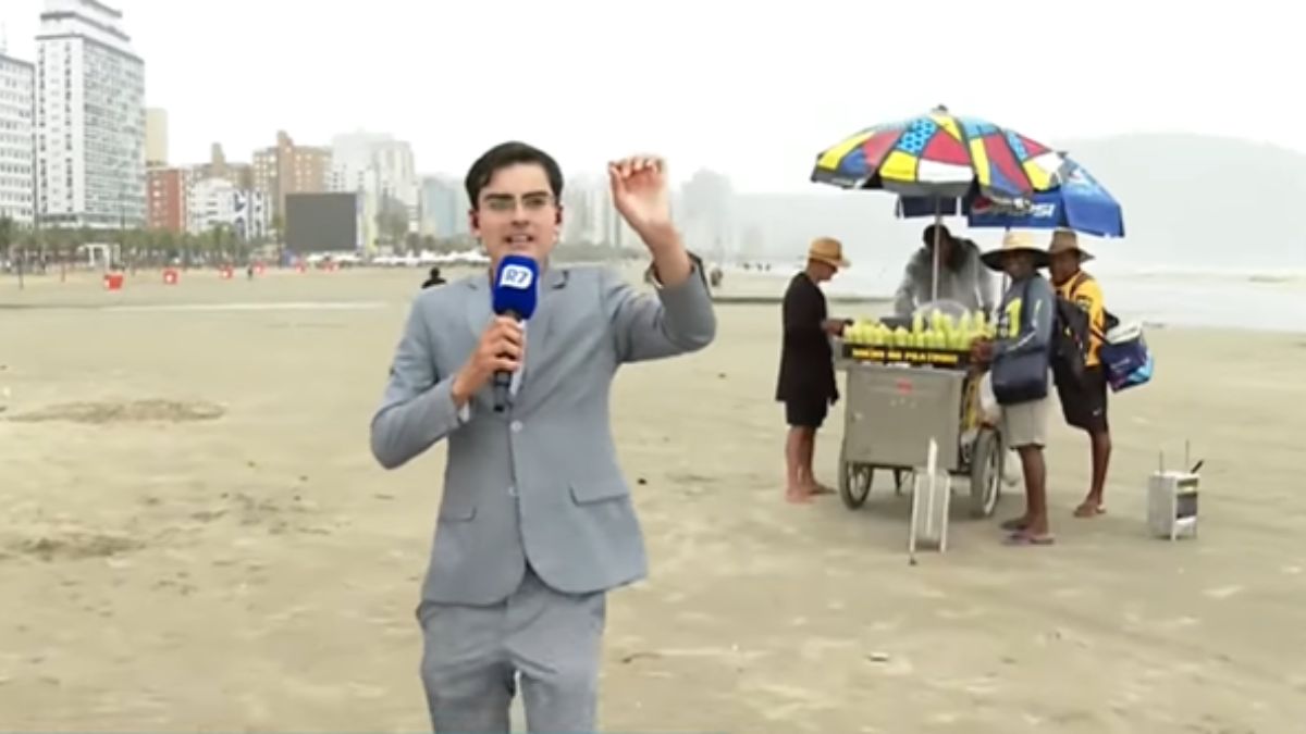 O jornalista Dudu Camargo fez um link ao vivo em Praia Grande