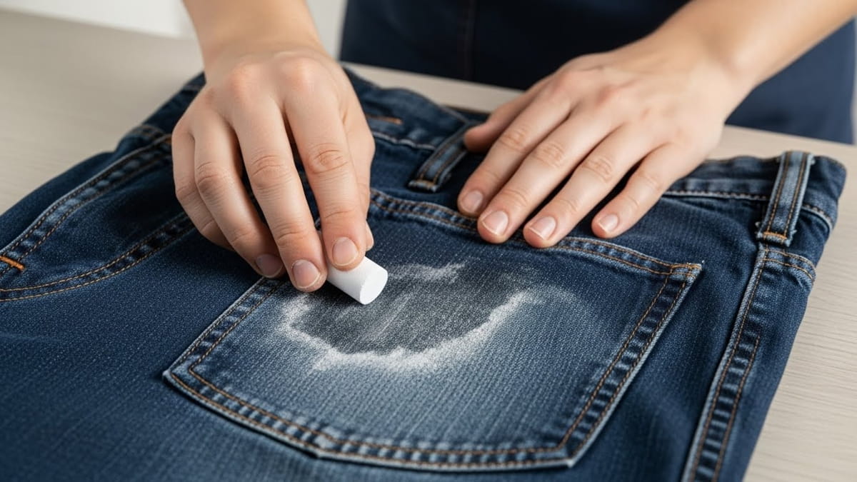 Ao ser aplicado sobre um pingo de óleo ainda fresco, o pó de giz atua como uma espécie de 'esponja microscópica'