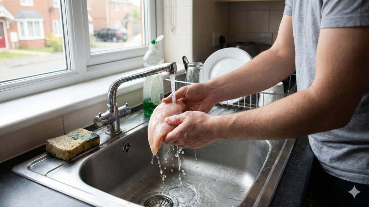 Hábito de lavar o frango na pia é perigoso, apontam especialistas