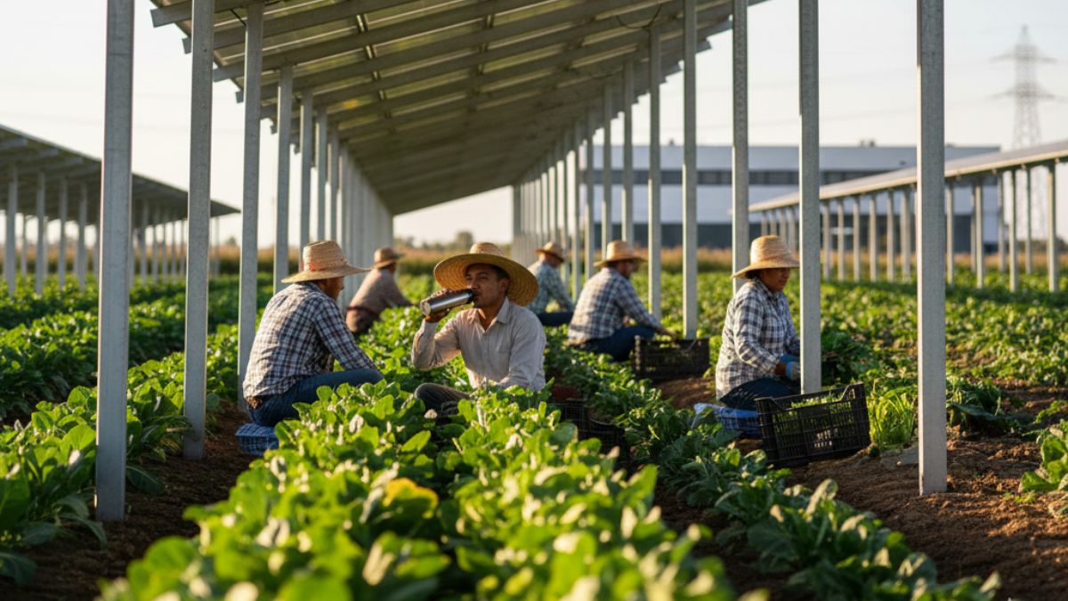 Os painéis solares geram energia e funcionam como escudos térmicos