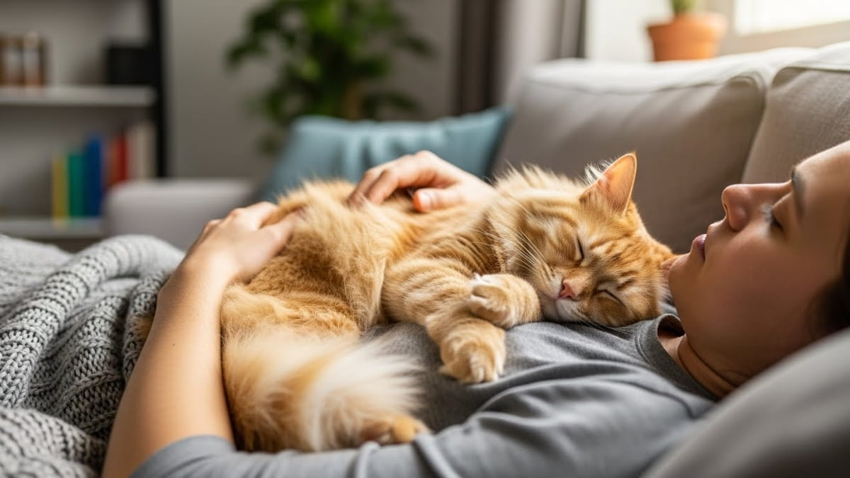 Quando um gato decide dormir sobre você, ele está fazendo uma escolha consciente de vulnerabilidade e afeto