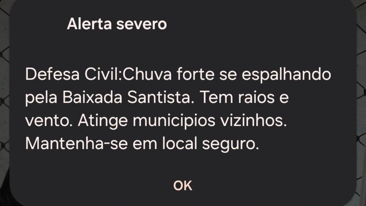 Segundo o comunicado, fortes chuvas e ventos estão previstos para acontecerem durante as próximas horas