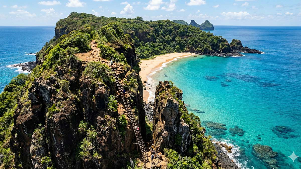 No Sancho, a logística é parte da aventura. Existem duas formas principais de chegar e uma delas é pela escadaria