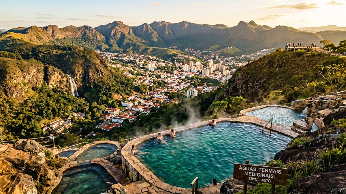 Poços de Caldas atrai turistas pelas suas águas termais e pelas serras que cercam a cidade
