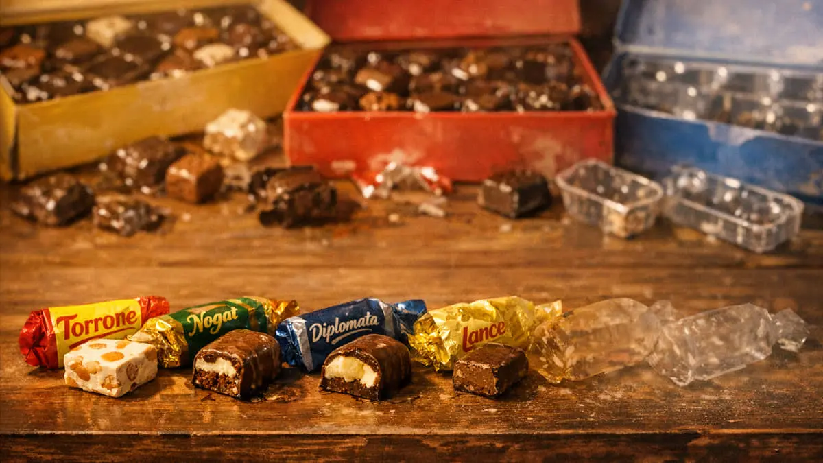 Imagem conceitual criada com o auxílio de IA mostra bombons clássicos que não existem mais