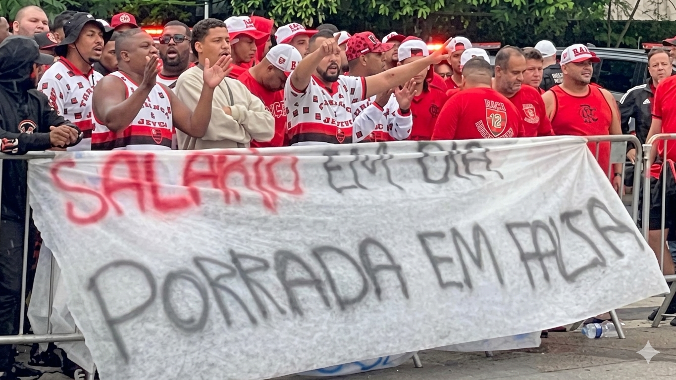 Torcida do Flamengo em protesto