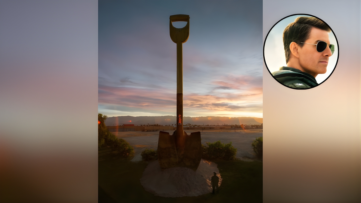 Pá gigante tem chamado a atenção da população e dos turistas que tem passado pelo lugar