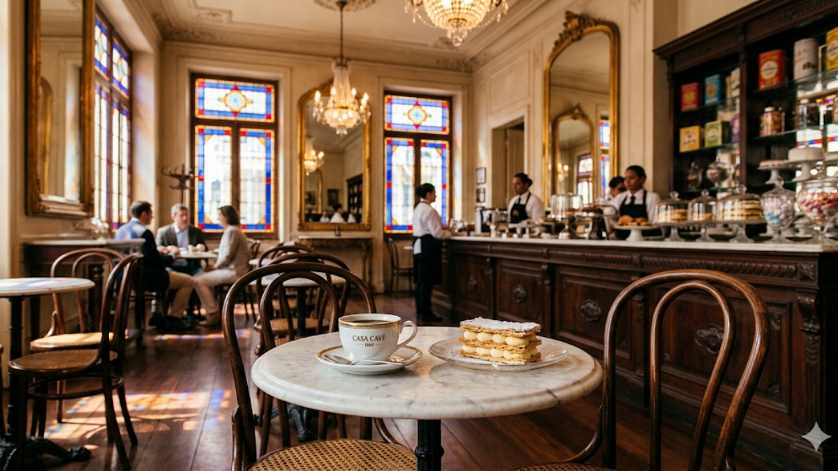 Criada pelo francês Charles Auguste Cavé, o espaço detém o título de confeitaria mais antiga da cidade