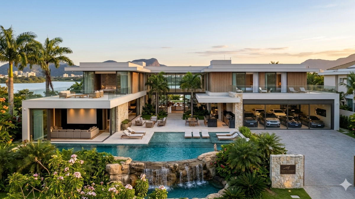 O ex-atacante colocou à venda sua mansão cinematográfica na Barra da Tijuca