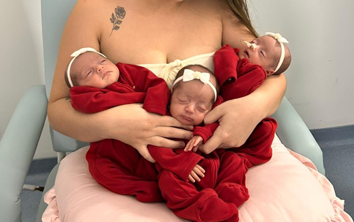 Trigêmeas Luísa, Lara e Lorena nasceram no Hospital Municipal de Cubatão